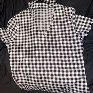 plaid cut out neck crop top